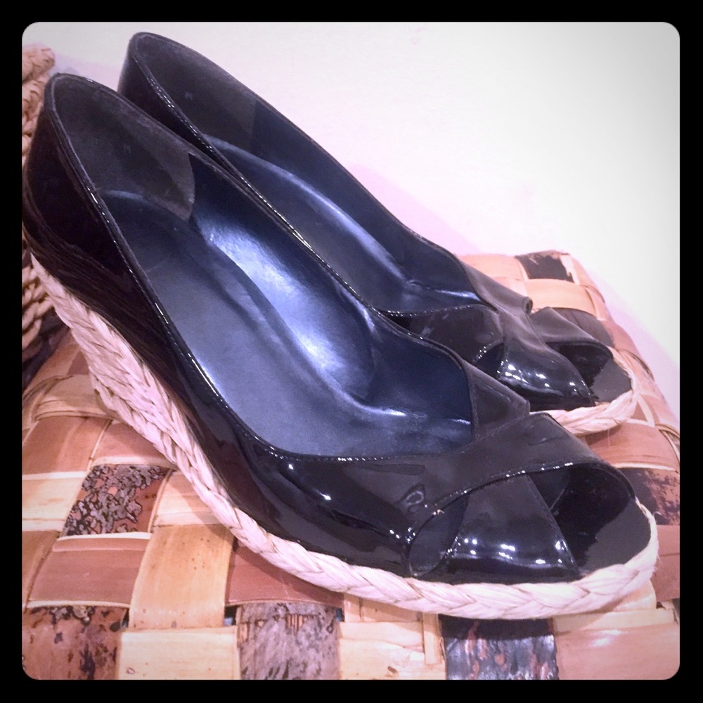 Stuart Weitzman Patent Peep Toe Wedge